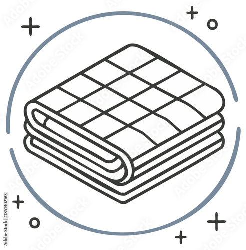 Folded Quilted Blanket Line Art Icon for Home Comfort and Bedding