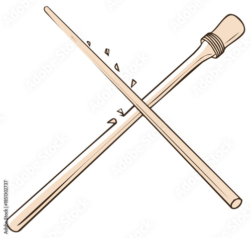 Crossed Musical Instruments Illustration of Flute and Recorder for Woodwind Music