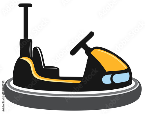 Amusement Park Bumper Car Isolated Illustration on White Background