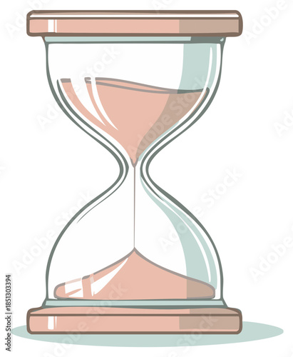 Stylized Hourglass with Flowing Sand Illustration in Pale Pastel Tones