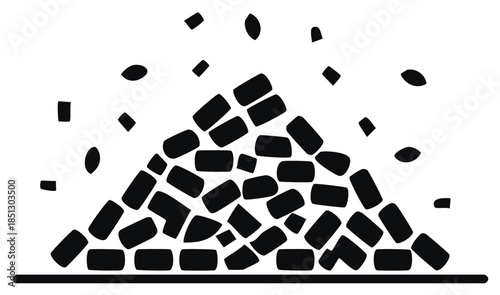 Abstract illustration of stones, construction materials, black on white
