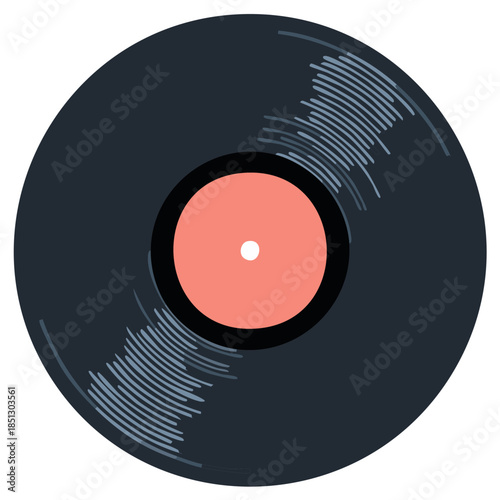 Classic retro vinyl record music album with coral label and analog grooves