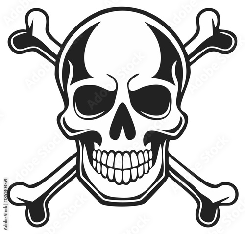Classic Skull and Crossbones Symbol Icon Vector Art