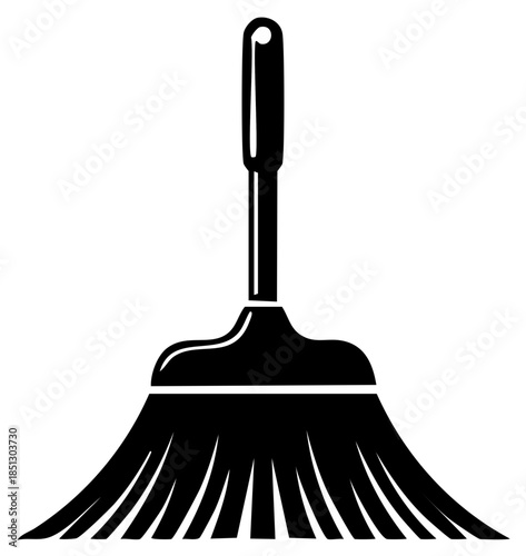 Simple Black Silhouette of a Broom with Bristles