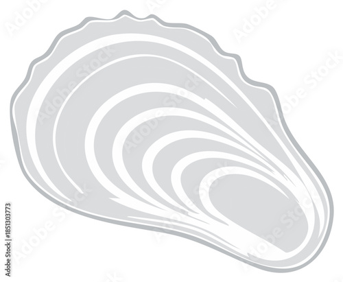 Stylized oyster shell vector illustration for food or ocean themed designs. Grey and white abstract.