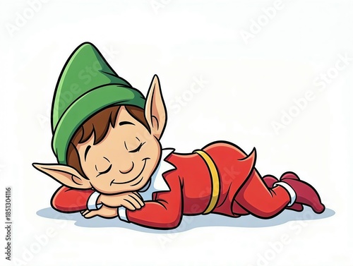 elf sleeping cartoon 