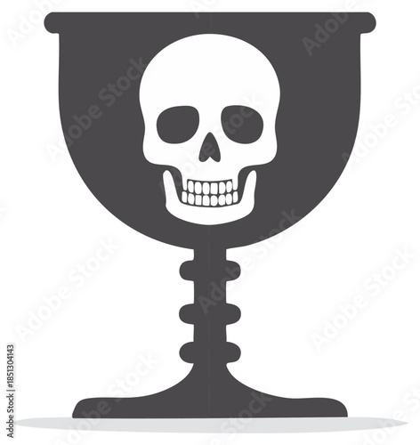 Gothic goblet with a human skull icon a symbol of poison and death vector illustration