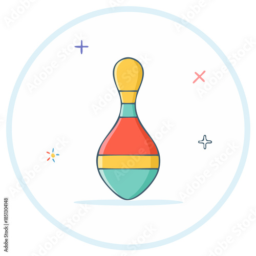 Vector icon of a colorful baby rattle toy. Cute skittle or maraca illustration for childhood concepts.