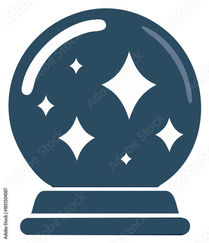 Decorative crystal ball illustration featuring sparkling stars for divination.