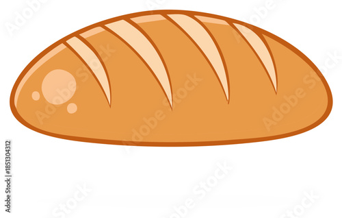 Simple vector illustration of a freshly baked loaf of bread with a golden brown crust