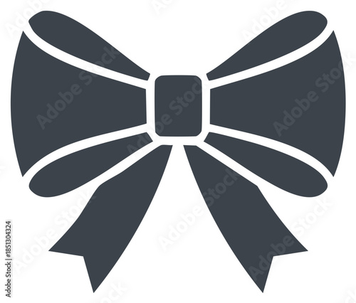 Dark Grey Stylized Bow Tie Icon Festive Decoration Design Element