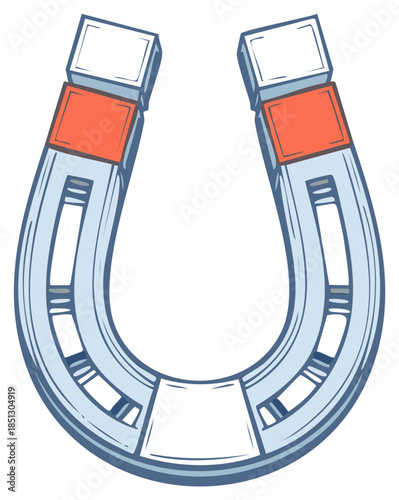Classic U-shaped horseshoe magnet vector illustration in a cartoon style