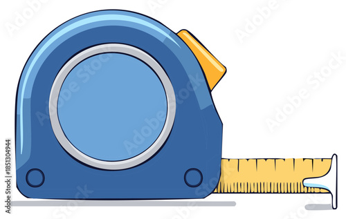 Blue measuring tape cartoon vector illustration for construction and repair tool