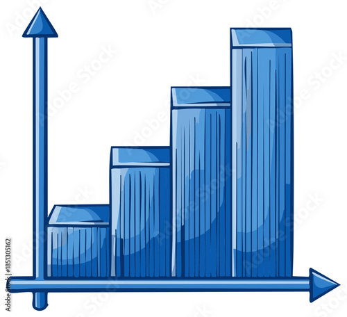 Hand Drawn Bar Graph Illustrating Growth and Upward Trend in Business Performance