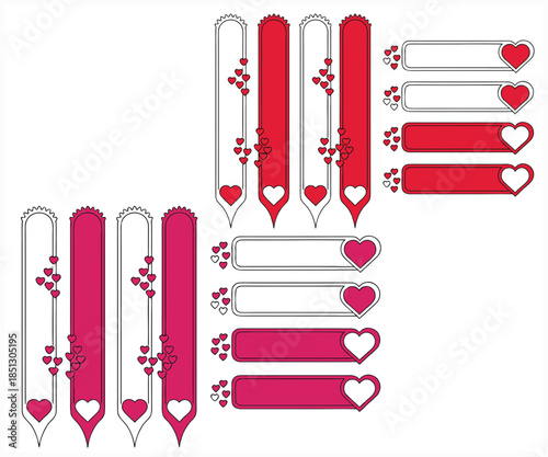 Heart Health Bar and Progress Indicator Set in Red Pink