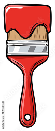 Paintbrush with Red Paint Illustration Painting Tool Graphic Arts Crafts