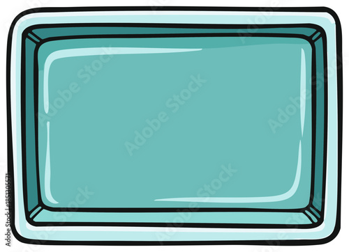 Empty rectangular glass baking dish or food storage container vector illustration