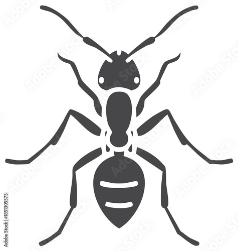 Modern Minimalist Ant Insect Icon Design Top View Vector Graphic Element