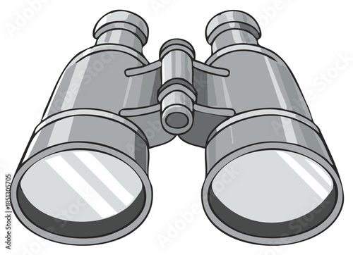 Black and white illustration of a pair of binoculars