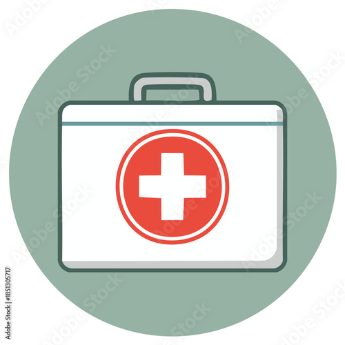Medical Kit with Red Cross Symbol First Aid Emergency Box Illustration