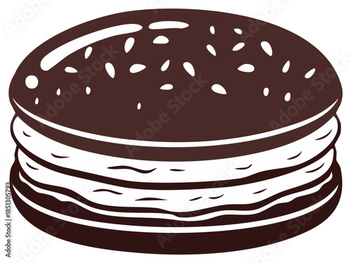 Delicious Dark Burger Illustration Vector Isolated Delicious Fast Food