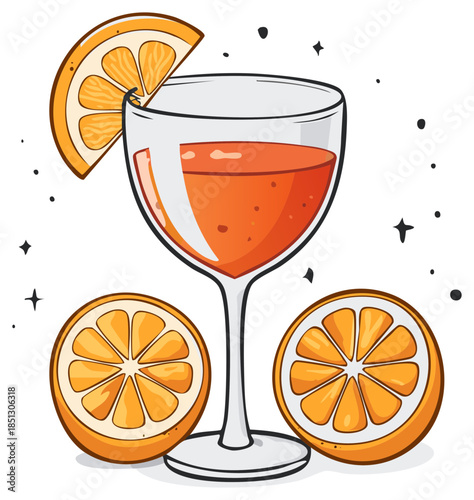 Colorful Orange Summer Drink in a Glass Garnished with Fresh Citrus Slices