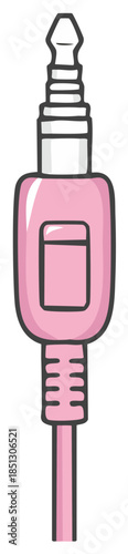 Cartoon Pink Audio Jack Isolated Illustration Connectivity Technology Gadget Component