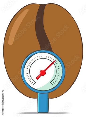 Coffee Bean with Quality Control Gauge Measuring Roast Strength or Flavor Intensity
