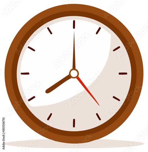 Brown Round Clock Timepiece Design Showing Eight O'Clock