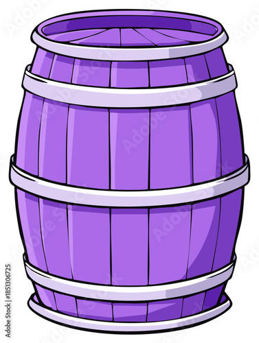 Illustration of a purple barrel with white bands on a white background