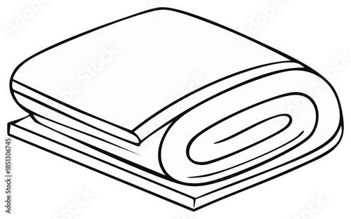 Line Drawing of Rolled Towel: Clean Graphic Outline for Home Decor