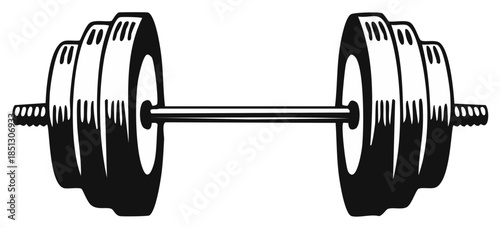 Heavy barbell weightlifting equipment for powerful strength training and fitness workouts in a bold graphic illustration style