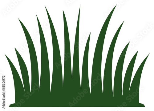 Graphic Green Grass Illustration Showing Plant Blades, Lawn Elements, and Growth