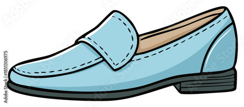 Classic Light Blue Penny Loafer Shoe Vector Illustration Comfortable Slip On Footwear