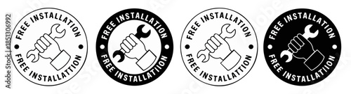 free installation repair service line icon set