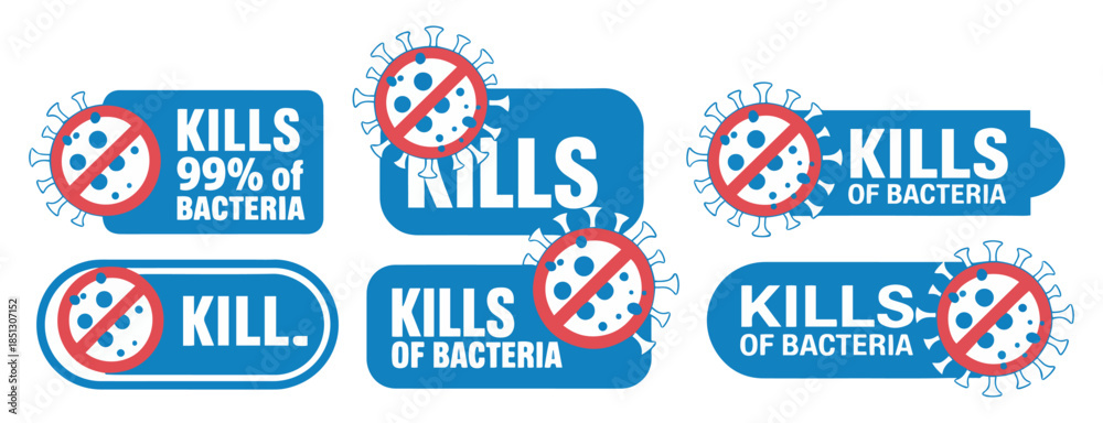 Naklejka premium antibacterial antiviral protection icon set