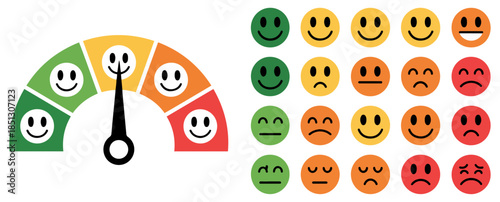 feedback emoticon face rating icon set
