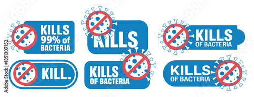 antibacterial antiviral protection icon set