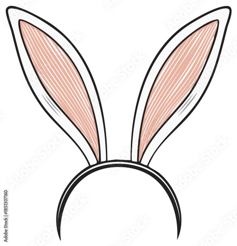 Cute pink and white striped bunny ears headband costume accessory