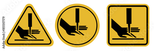 hand crushing hazard warning safety sign