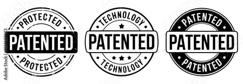 patent technology intellectual property icon set