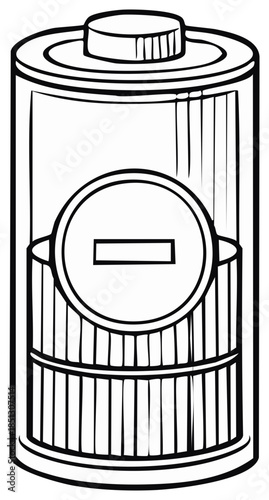 Battery with negative symbol illustration in outline style