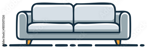 Modern gray sofa vector illustration. A two seater couch icon for home interior design and furniture concepts.