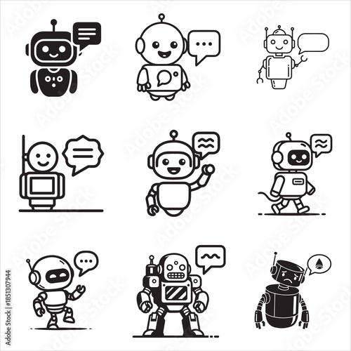 Tech AI Chatbot Robot Assistant With Speech Bubble