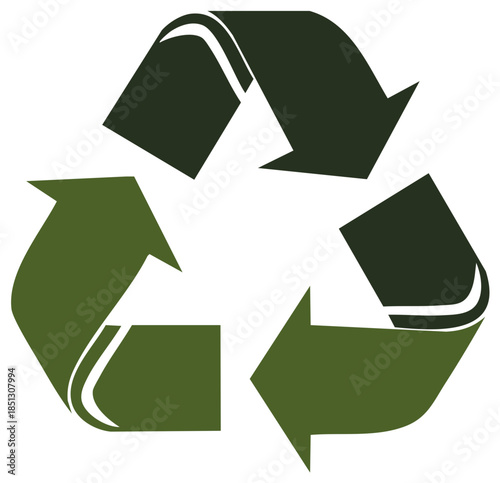 Green recycling symbol icon for environment and sustainability concepts