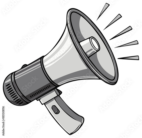 Gray Megaphone Vector Illustration Shouting Loudly Announcement Bullhorn Communication Device Advocacy Voice