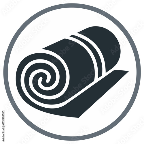 Rolled sleeping mat graphic icon in circle outline