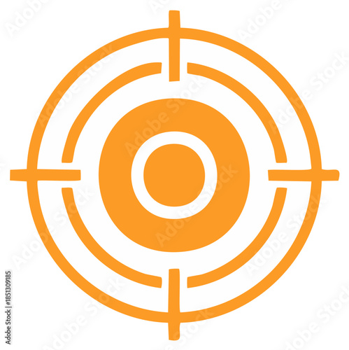 Orange Target Icon with Crosshairs for Goal and Objective Concepts