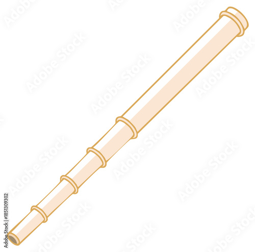 Simple drawing of a classic brass telescope in a neutral color palette.