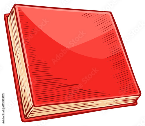 Vibrant red hardcover book illustration with classic closed design for reading education